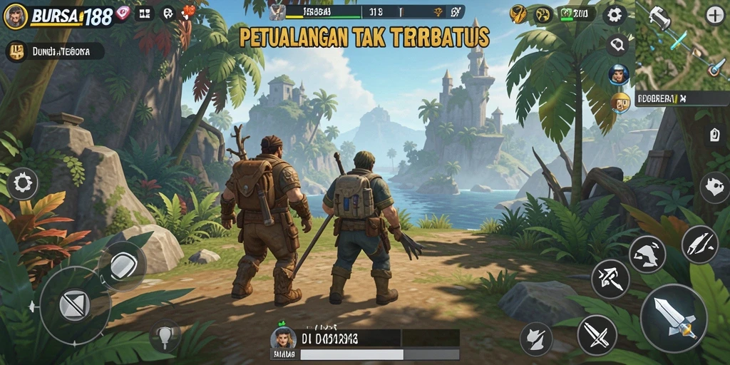 Tampilan gameplay BURSA188 yang menampilkan dunia terbuka yang luas.