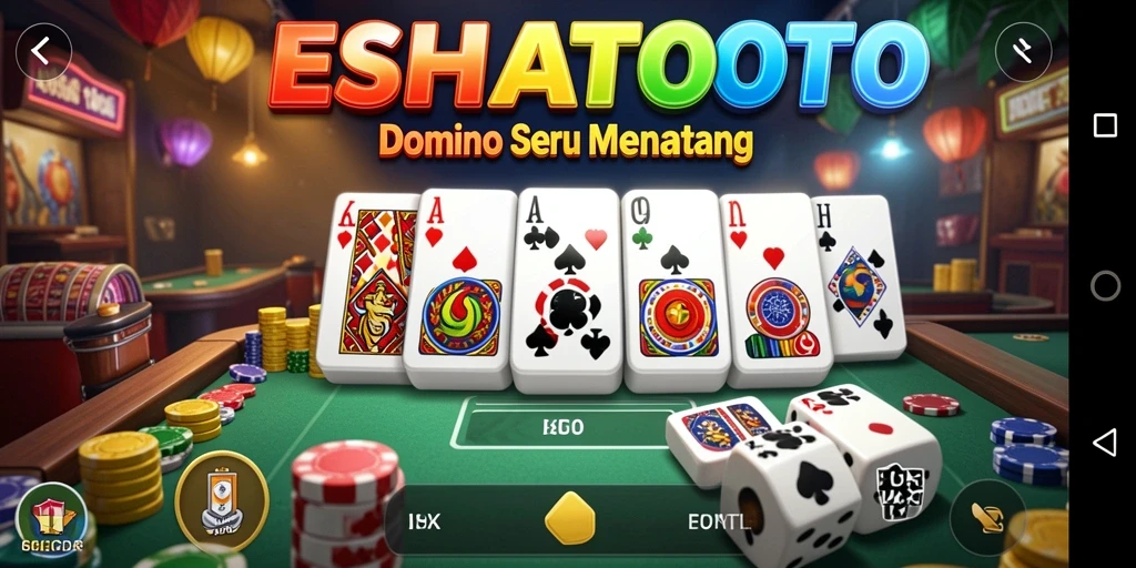 Tangkapan layar ESHATOTO menampilkan gameplay Domino yang seru.