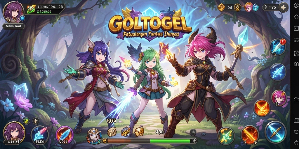 Tampilan gameplay GOLTOGEL yang menarik dengan karakter anime.