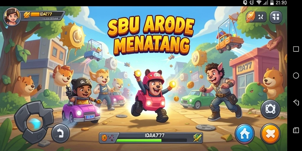 Tangkapan layar utama IDA777 menampilkan aksi gameplay seru di level Arcade.