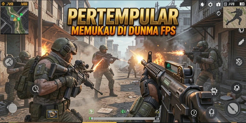 Screenshot utama JV88 menunjukkan aksi mendebarkan dalam pertempuran FPS.
