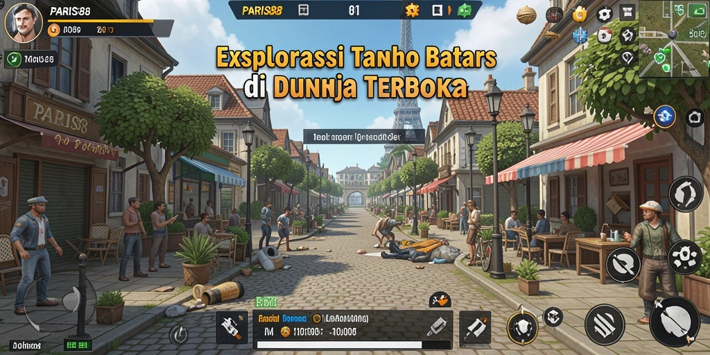 Screenshot gameplay menunjukkan petualangan seru di dunia terbuka.
