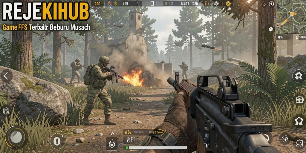 Gameplay mendebarkan dalam REJEKIHUB dengan aksi tembak-menembak yang intens.