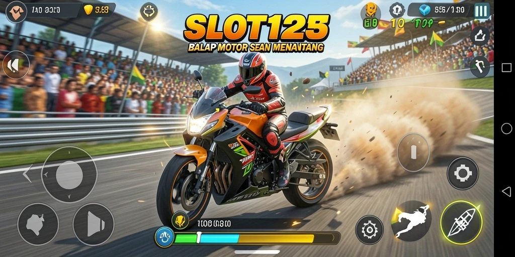 Gameplay seru di SLOT123 dengan balapan motor yang mendebarkan.