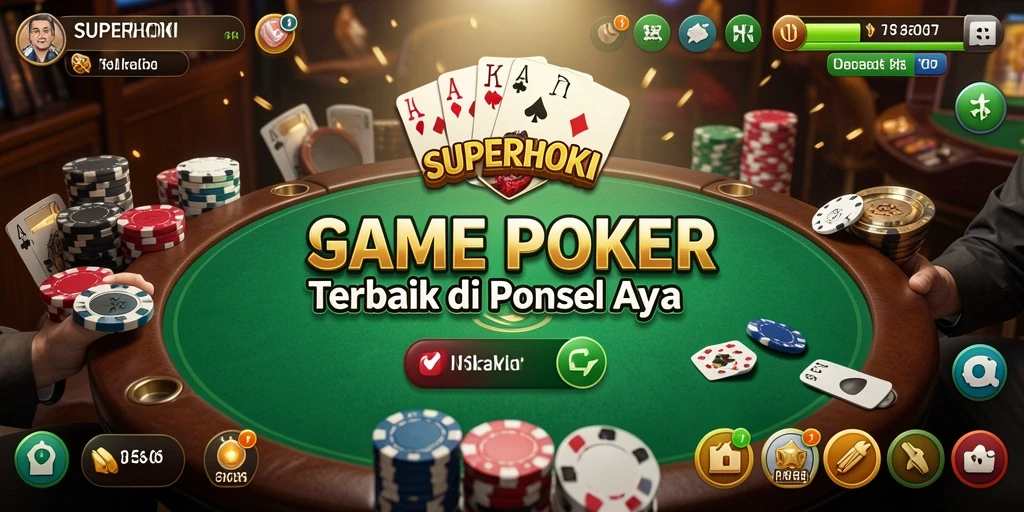 Tampilan gameplay Poker dalam SUPERHOKI yang mendebarkan.