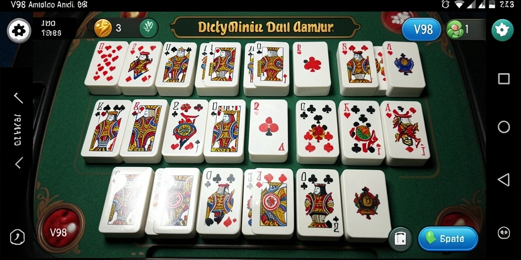 Screenshot V98 menampilkan permainan domino yang seru dan interaktif.