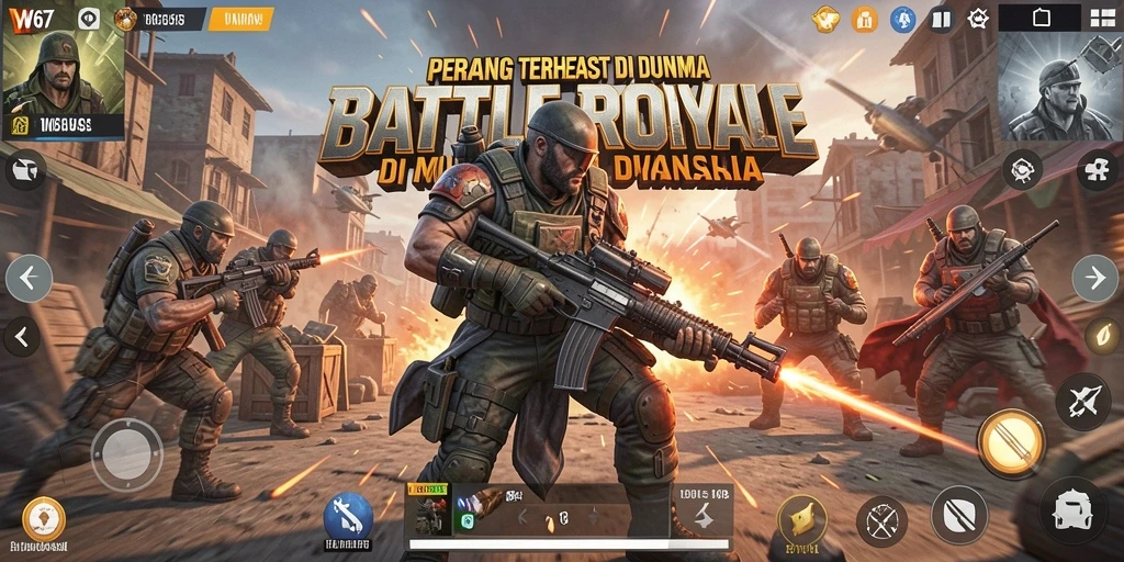 Gameplay mendebarkan dari W67 dalam pertarungan Battle Royale.