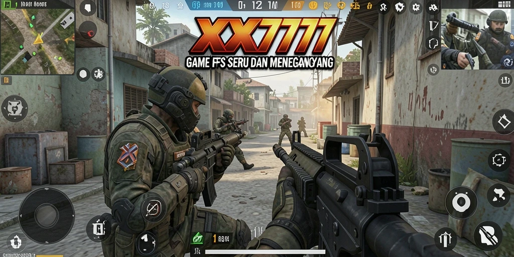 Screenshot menampilkan aksi gameplay seru XXX777 dalam pertempuran FPS.